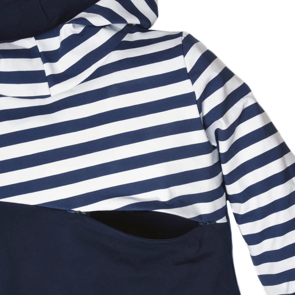BLEU RAYÉ - Jersey de coton biologique certifié GOTS