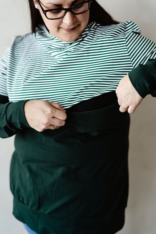 RAYÉ VERT - Jersey de coton biologique certifié GOTS