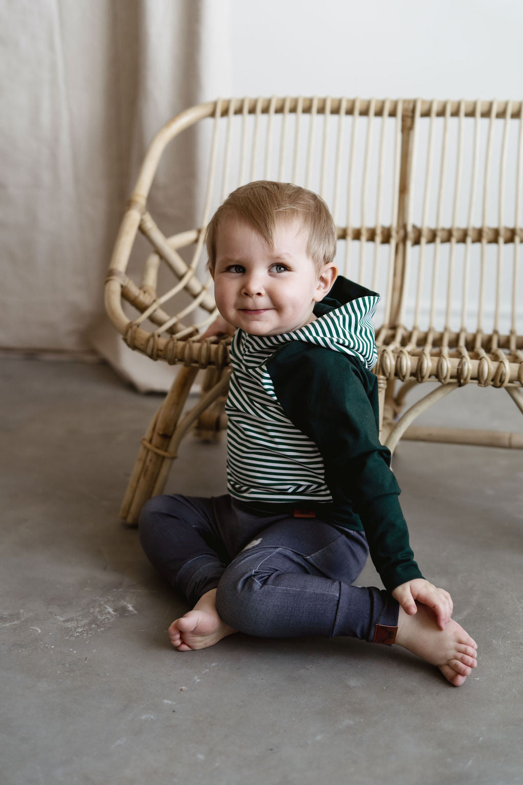 RAYÉ VERT - Jersey de coton biologique certifié GOTS